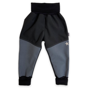 Vyrobeniny Dětské softshellové kalhoty s fleecem černá-šedá Velikost: 110 - 116