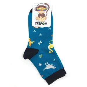 Bavlněné ponožky Trepon Dino petrolejová Velikost: 31 - 34