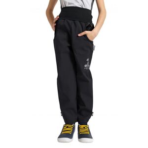 UNUO Softshellové kalhoty s fleecem černé + reflexní obrázek Evžen Velikost: 128 - 134