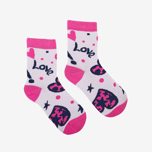 Bavlněné ponožky Coqui Bílé/Růžové se srdíčky Velikost: 31 - 34