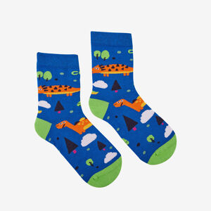 Bavlněné ponožky Coqui modré s dinosaury Velikost: 20 - 24