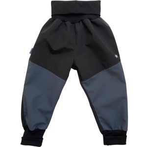 Vyrobeniny Dětské softshellové kalhoty bez zateplení černá-šedá Velikost: 98 - 104