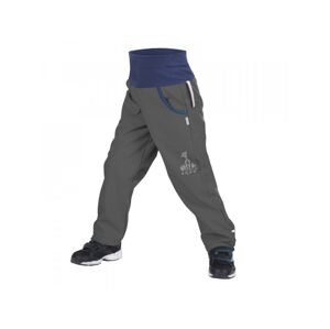 UNUO Softshellové kalhoty s fleecem tm. šedé + reflexní obrázek Evžen Velikost: 122 - 128