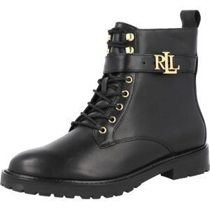 Lauren Ralph Lauren Šněrovací kozačky 'Elridge' zlatá / černá