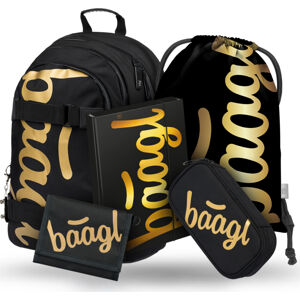 BAAGL SET 5 Skate Gold: batoh, penál, sáček, desky, peněženka