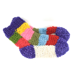 Ponožky od Magdy Ručně pletené veselé ponožky vel. 27-30 Barva: fialová-bílá