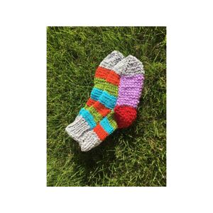 Ponožky od Magdy Ručně pletené veselé ponožky vel. 27-30 Barva: šedá-fialová