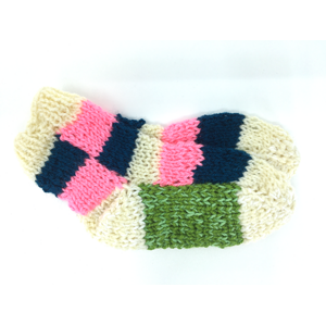 Ponožky od Magdy Ručně pletené veselé ponožky vel. 27-30 Barva: bílá-zelená