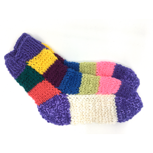Ponožky od Magdy Ručně pletené veselé ponožky vel. 31-34 Barva: fialová-bílá