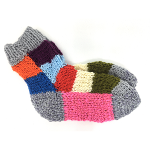 Ponožky od Magdy Ručně pletené veselé ponožky vel. 31-34 Barva: šedá-růžová
