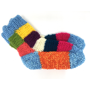 Ponožky od Magdy Ručně pletené veselé ponožky vel. 31-34 Barva: modrá-oranžová