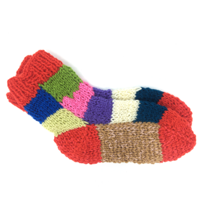 Ponožky od Magdy Ručně pletené veselé ponožky vel. 31-34 Barva: červená-hnědá