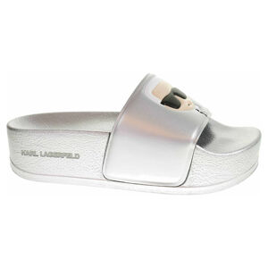 Dámské plážové pantofle Karl Lagerfeld KL80805 VSL silver rubber 37