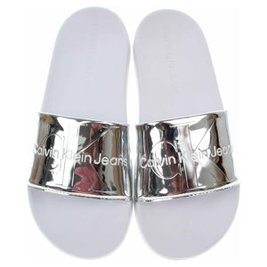 Dámské plážové pantofle Calvin Klein YW0YW00638 00T silver 41