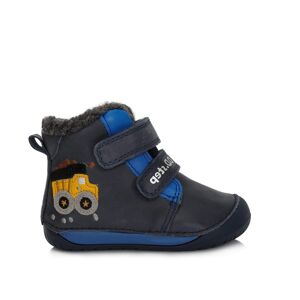 D.D.STEP W070-337A ZIMNÍ KOTNÍKOVÉ BOTY Modré | Dětské zimní zateplené barefoot boty - 24