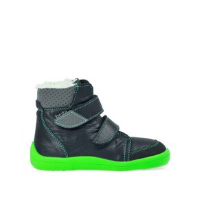 BEDA ZIMNÍ VYŠŠÍ MARCUS Black/Green - užší kotník | Dětské zimní zateplené barefoot boty - 26