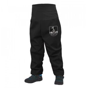 UNUO Batolecí Softshellové kalhoty s fleecem černé + reflexní obrázek Evžen Velikost: 98 - 104